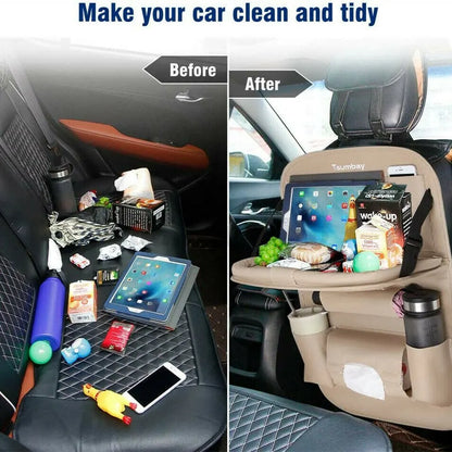 Car Seat Back Organizer with Foldable Table!